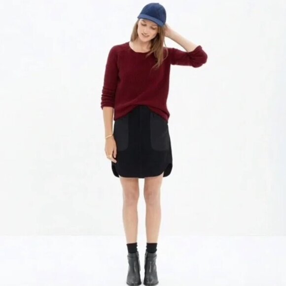 Madewell Black Wool Blend Utility Mini Skirt Size 2 - Picture 1 of 7